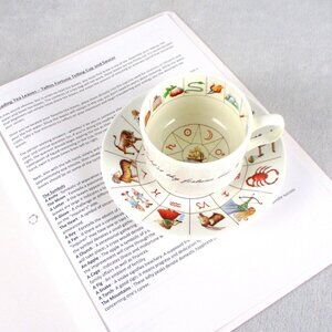 Fortune Telling Cup and Saucer Taltos Tea Leaf Reading with Instructions